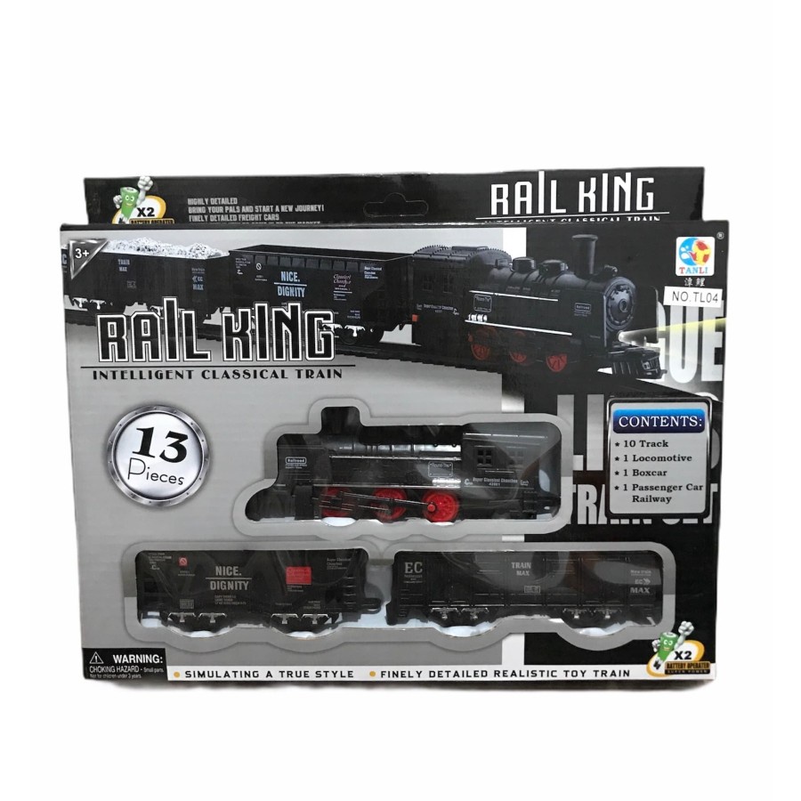 Rail King Train Set 13pcs Mainan Eduksi Anak Kereta Api Lampu - No. TL-05