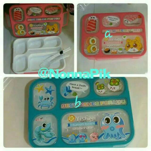 Lunch box 6 sekat motif BENTO MAKANAN JEPANG - SUSHI