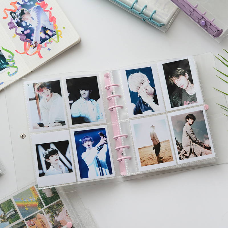 Transparent Binder 3inch 5inch Photo Album with 25 Sleeves Glitter Cover for Photocards Lomo Cards  Card