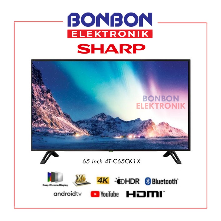 Sharp LED TV 65 Inch 4T-C65CK1X / 65CK1X Smart Android TV UHD 4K HDR