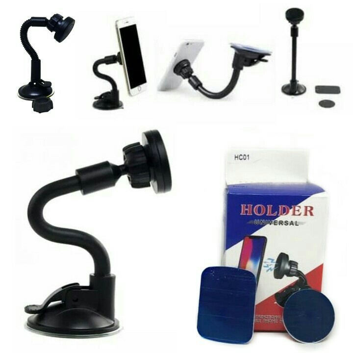 HC-01 HOLDER MOBIL MAGNET HC01 / CAR HOLDER HP MOBIL TEMPEL KACA DUDUKAN HANDPHONE LEHER ANGSA PHONE HOLDER UNIVERSAL