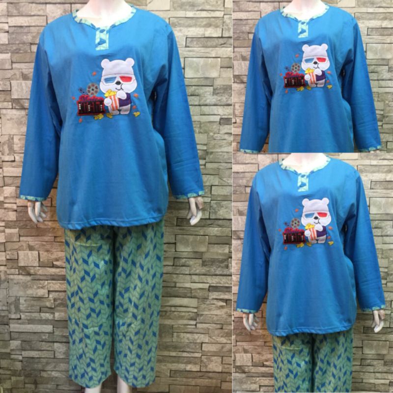 JUMBO PP DAILILAN | BAJU TIDUR | PIYAMA | COD-Movie  Biru