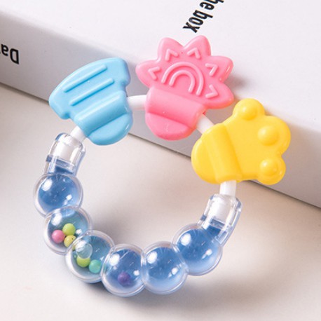 OSM - M626 Mainan Rattle Genggam Bayi Gigitan Empeng Buah Plastik / Teether Gelatin / Gigitan Bayi-Biru