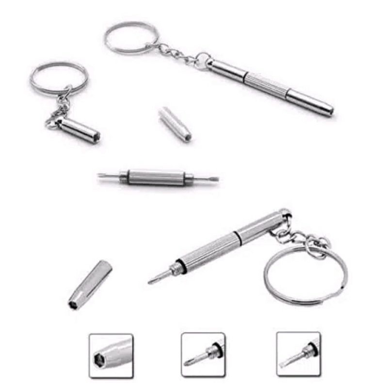 GANTUNGAN KUNCI OBENG STAINLESS MINI 5 IN 1 PERKAKAS SERBAGUNA MURAH