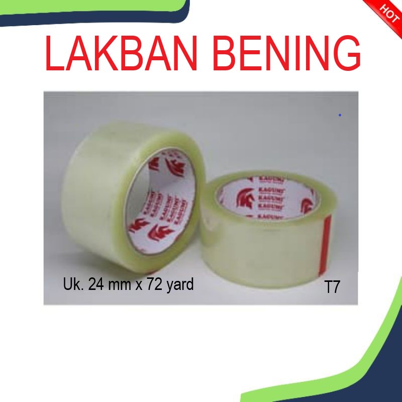 

Lakban Bening Atau Putih ukuran 24 mm x 72 Yard T7