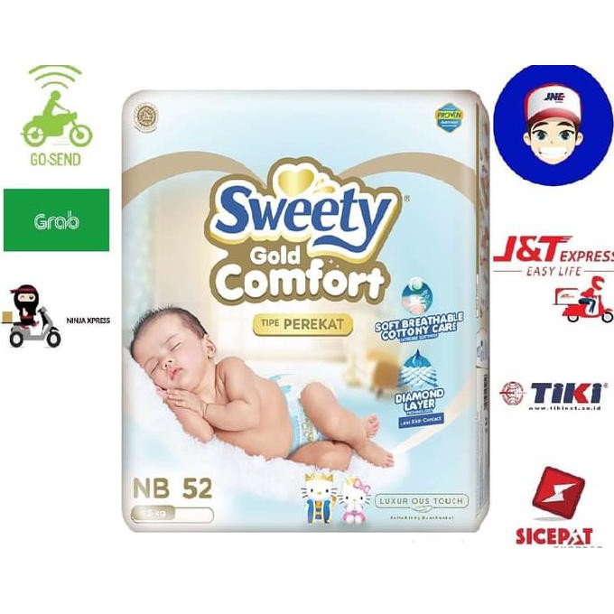 Pampers Sweety Comfort Gold Newborn 52 Popok Bayi