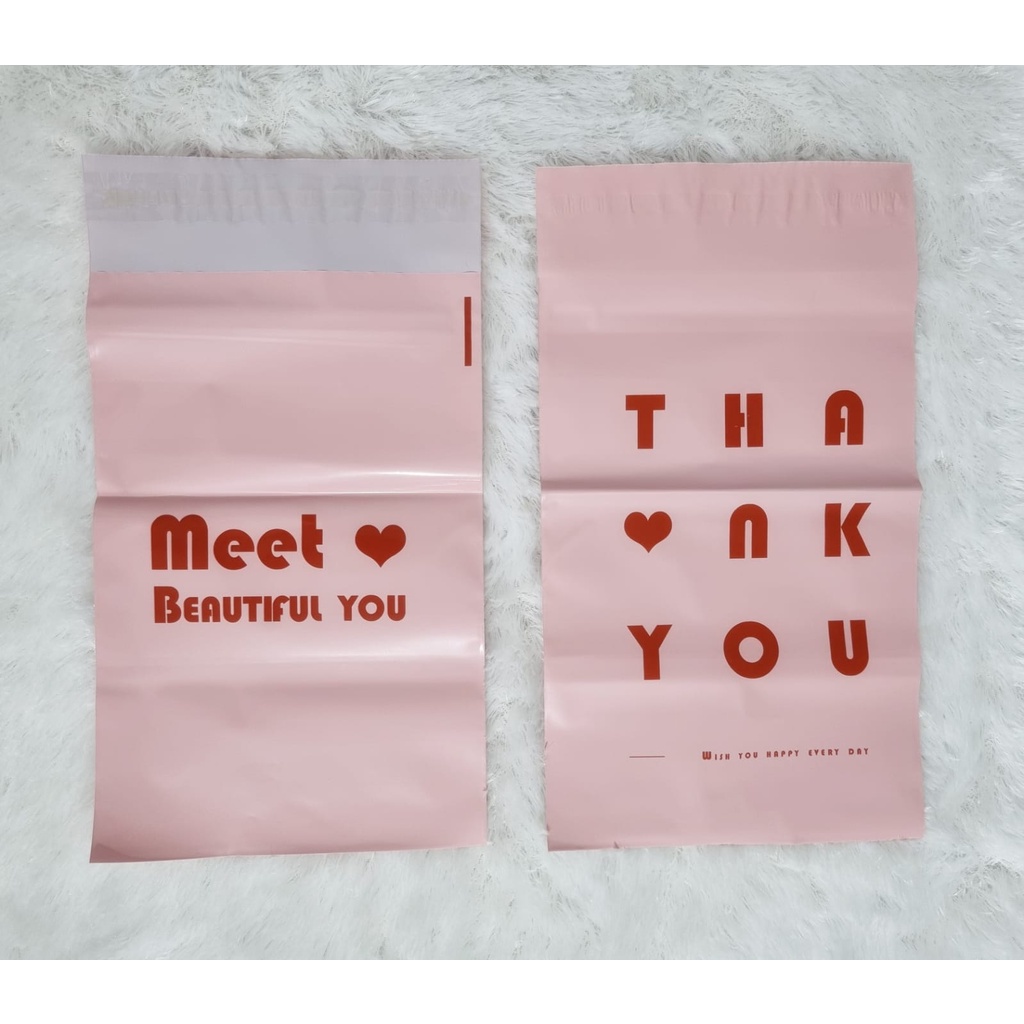 

HJK POLYMAILER 100PCS 17x30CM PINK DENGAN PRINTING PREMIUM GLOSSY PLASTIK POLYMAILER PINK