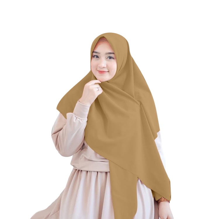 Jilbab Diamond Syari 130x130 Kerudung Segi Empat Hijab Jumbo Grade A Premium-COKLAT SUSU