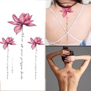 AUS Stiker Tato  Tubuh Temporary Desain  Bunga  Lotus  Pink 