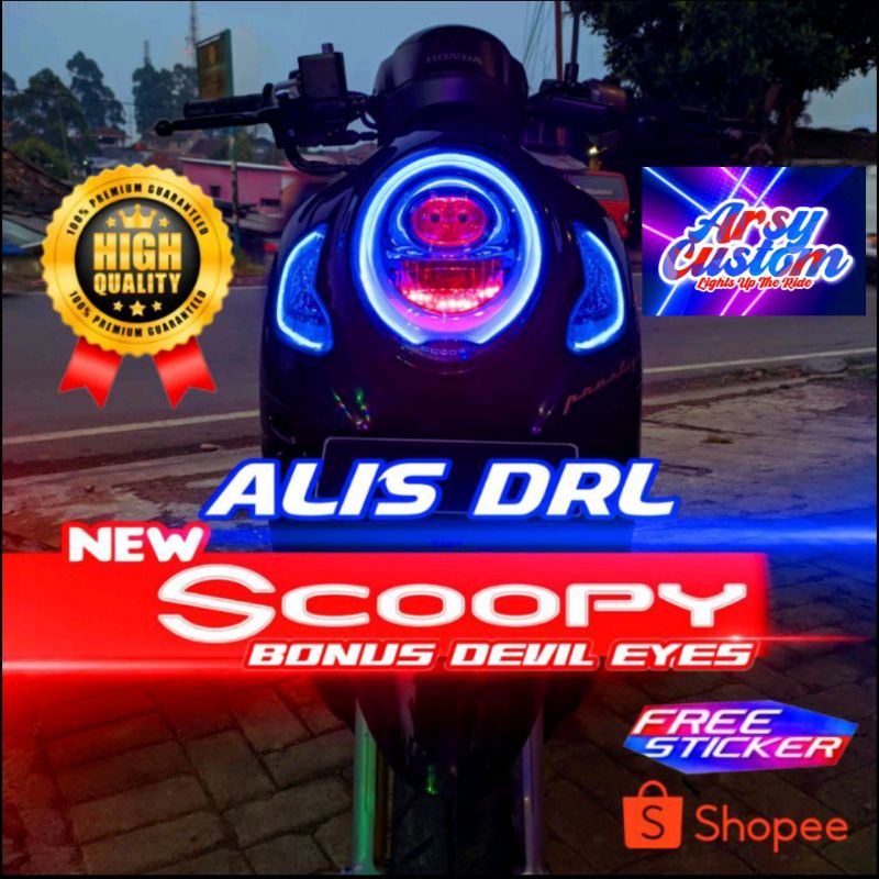 Lampu Alis New Scoopy 2020 Prestige Stylish LED Paket Sein Depan Belakang Bonus Devil Eyes
