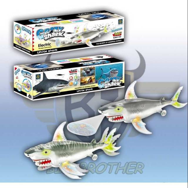 MAINAN IKAN HIU BESAR CRAZY SHARK PROJECTION LAMPU
