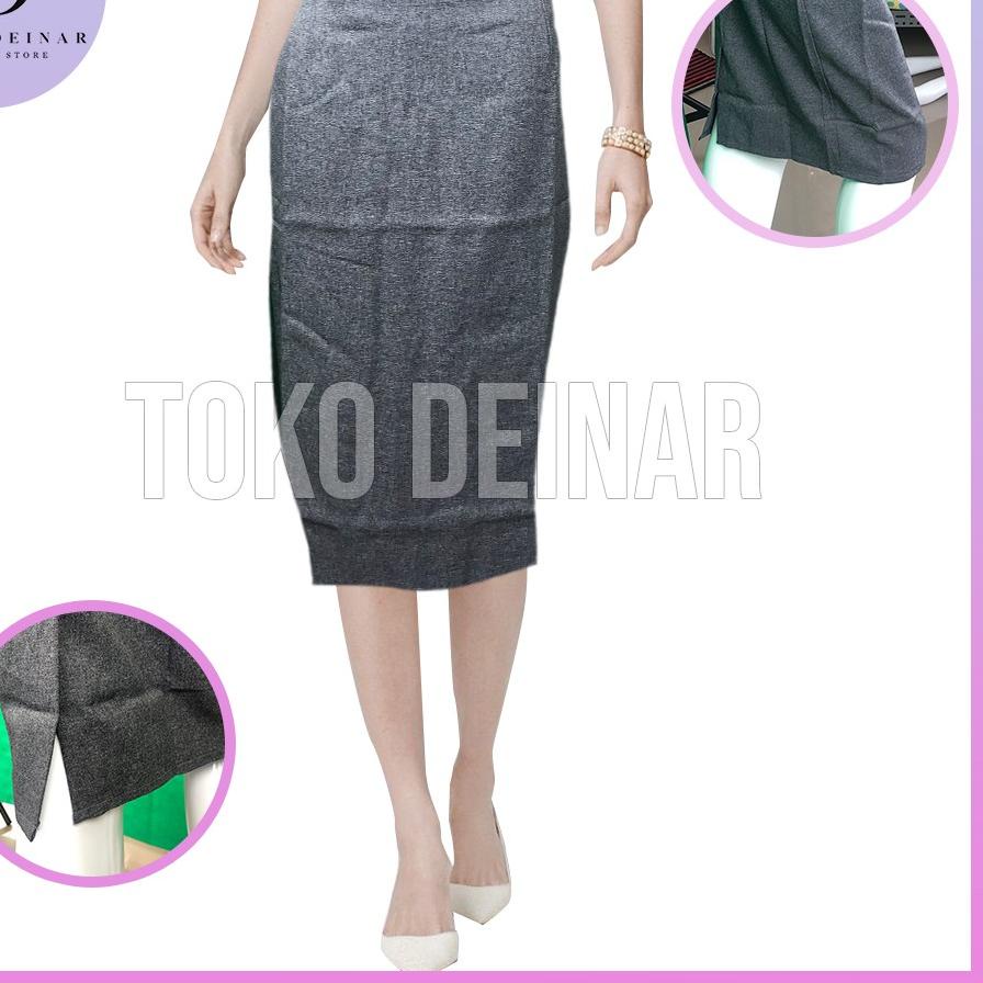 ➦ Rok Span Kerja Pendek Kantor 7/8 / Sepan Di Bawah Lutut Formal Hitam / Abu S M L XL / 7 per 8 / Ba