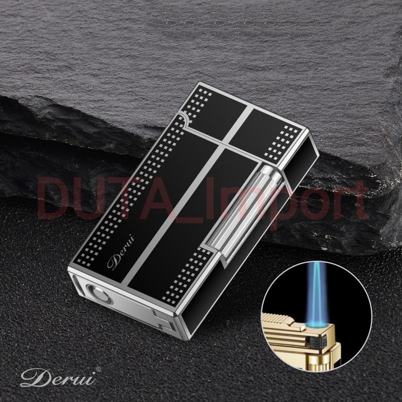 DERUI Single Jet Flame Lighter/Korek Api 1 Bara Gas Refill Portable Mewah Elegant