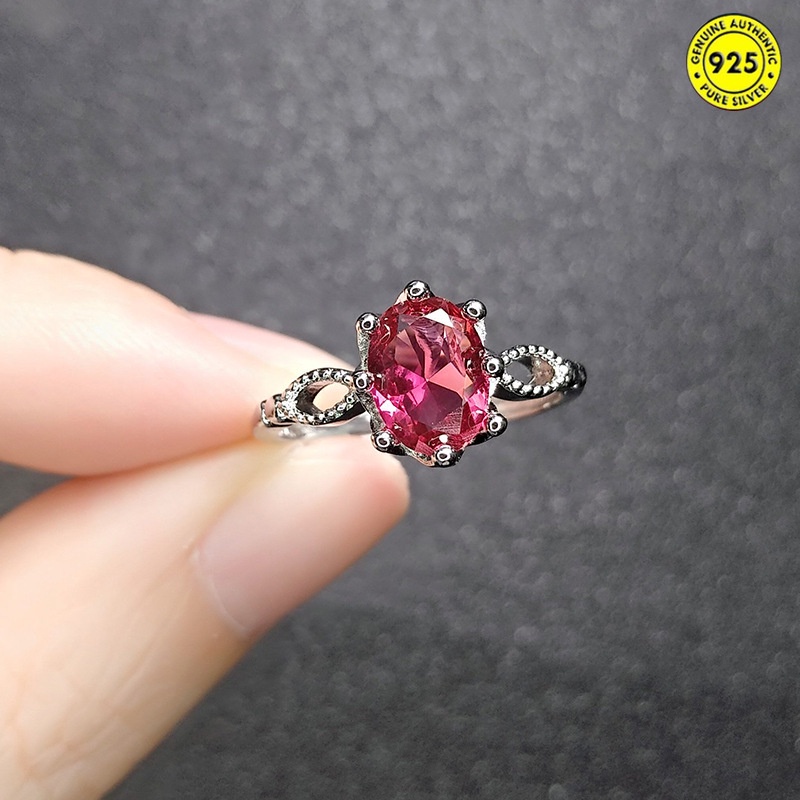 Women's Red Tourmaline Open-Mouth Diamond Ring