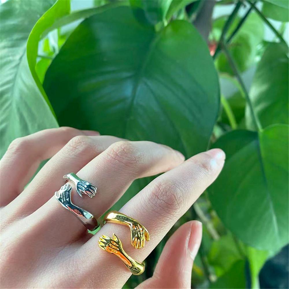 Cincin Tangan Nanas Ukir Pecinta Hadiah Perhiasan Pasangan Pernikahan Jari Terbuka