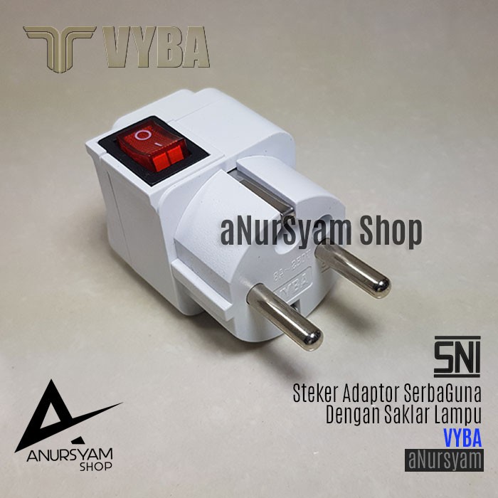 Steker Adaptor Dengan Saklar On Off VYBA / Over Steker Universal