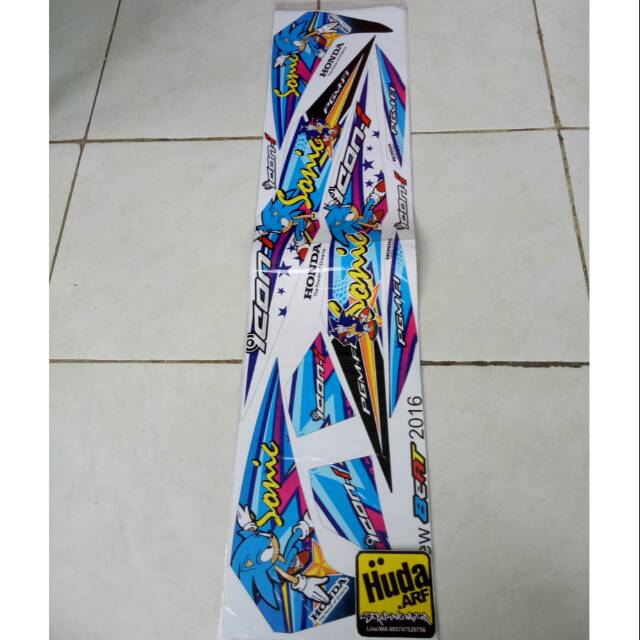 striping/lis/sticker variasi new beat fi cbs iss "SONIC" biru-hitam-merah-putih