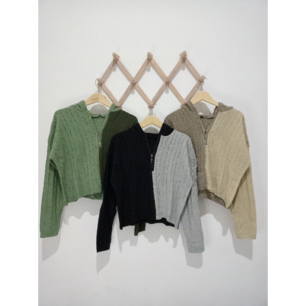 ANGGITA HOODIE CROP ZIFER COMBO CABLE PREMIUM