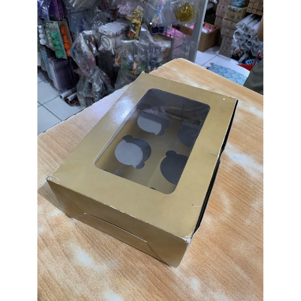 

Dus cupcake isi 6 gold / box kue muffin box muffin