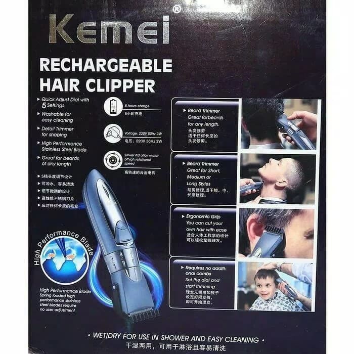 alat cukur rambut mesin cukur rambut kemei km 605 rechargeable