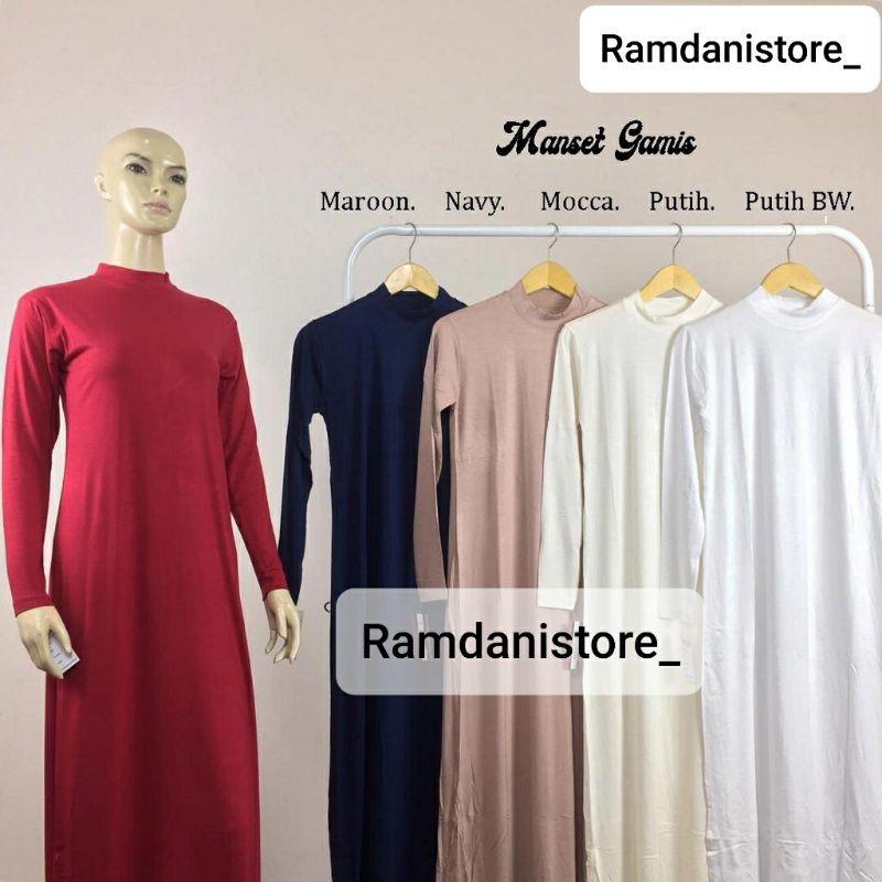 Inner Dress Lengan Panjang / Manset Gamis Lengan Panjang Rayon Premium / Manset Gamis Polos / Manset Gamis Kaos Rayon Premium