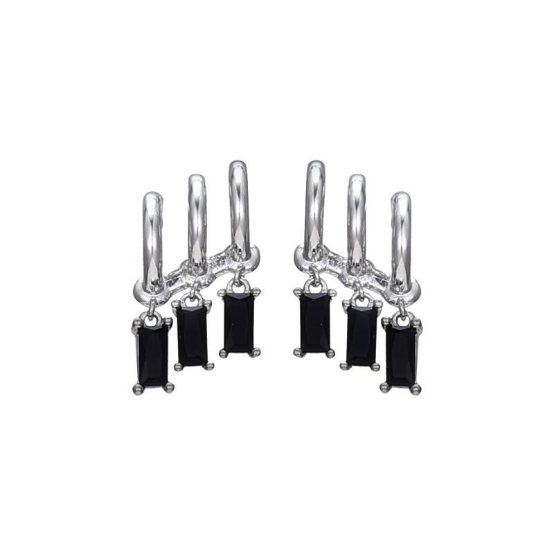 Anting Batu Permata Warna Hitam Untuk Aksesoris