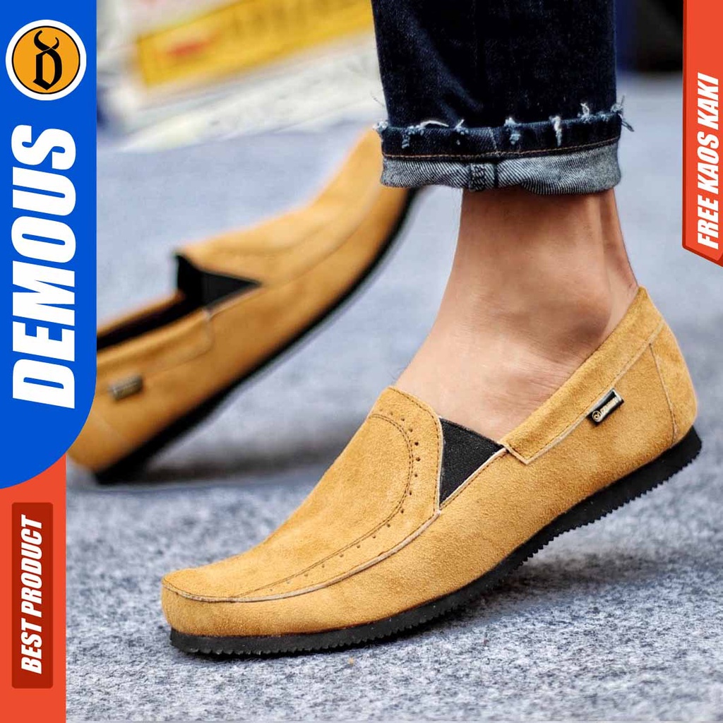 DEMOUS JESTER Sepatu Slip On Casual Kulit Suede