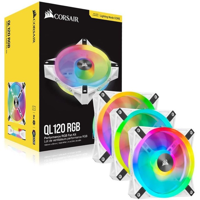 Corsair iCUE QL120 RGB 120mm PWM Triple Fan with Lighting Node CORE | Black atau White