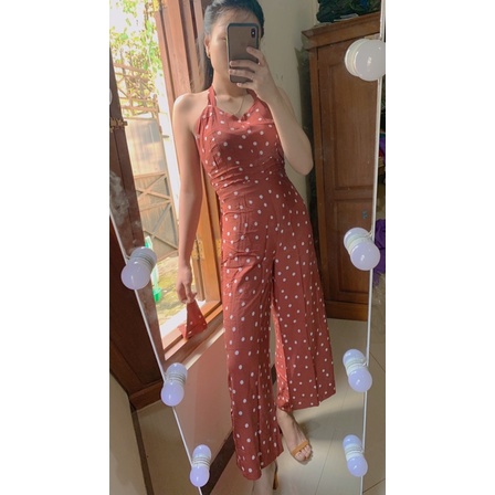 CK NEW Lucey brand polkadots Jumpsuit Overall + mask fit To L