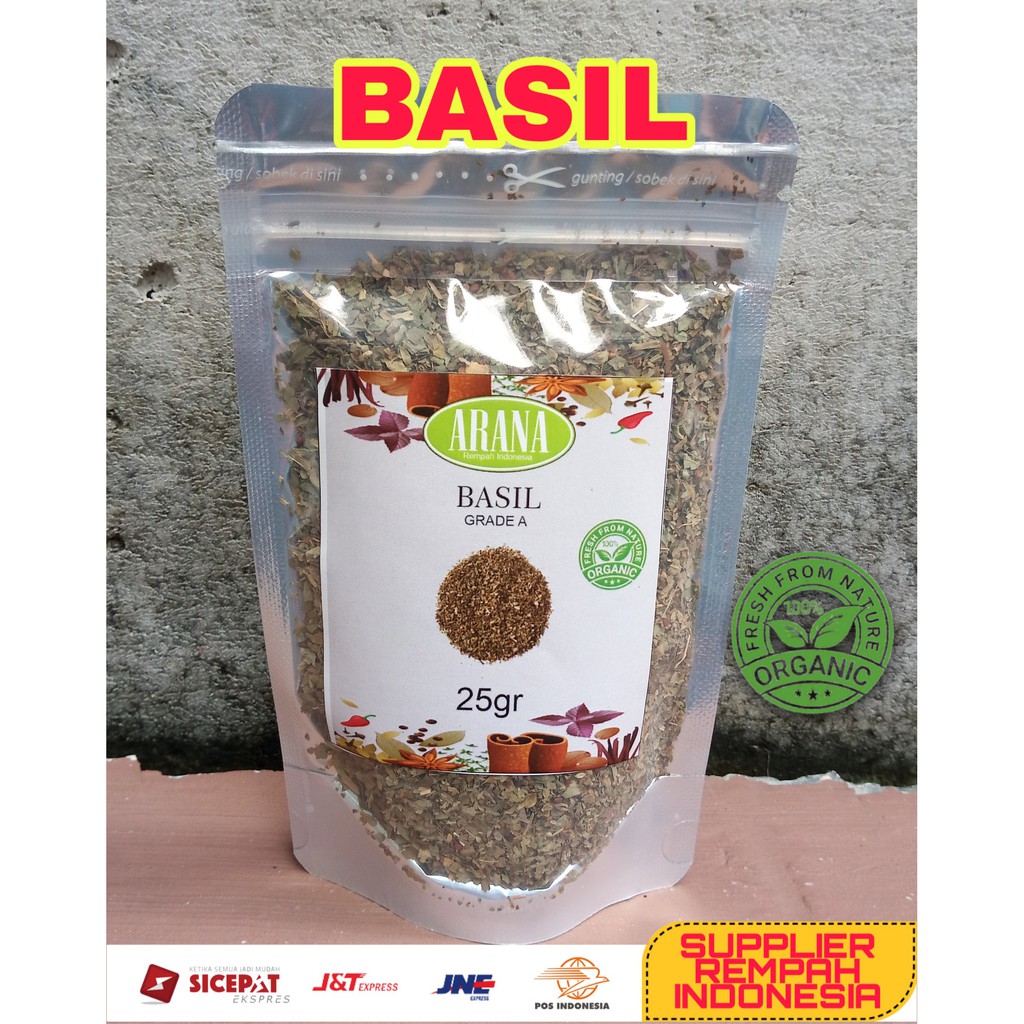 

Basil Import 25gr Grade A Bumbu Spageti | 100% murni Kemasan Klip ziplock