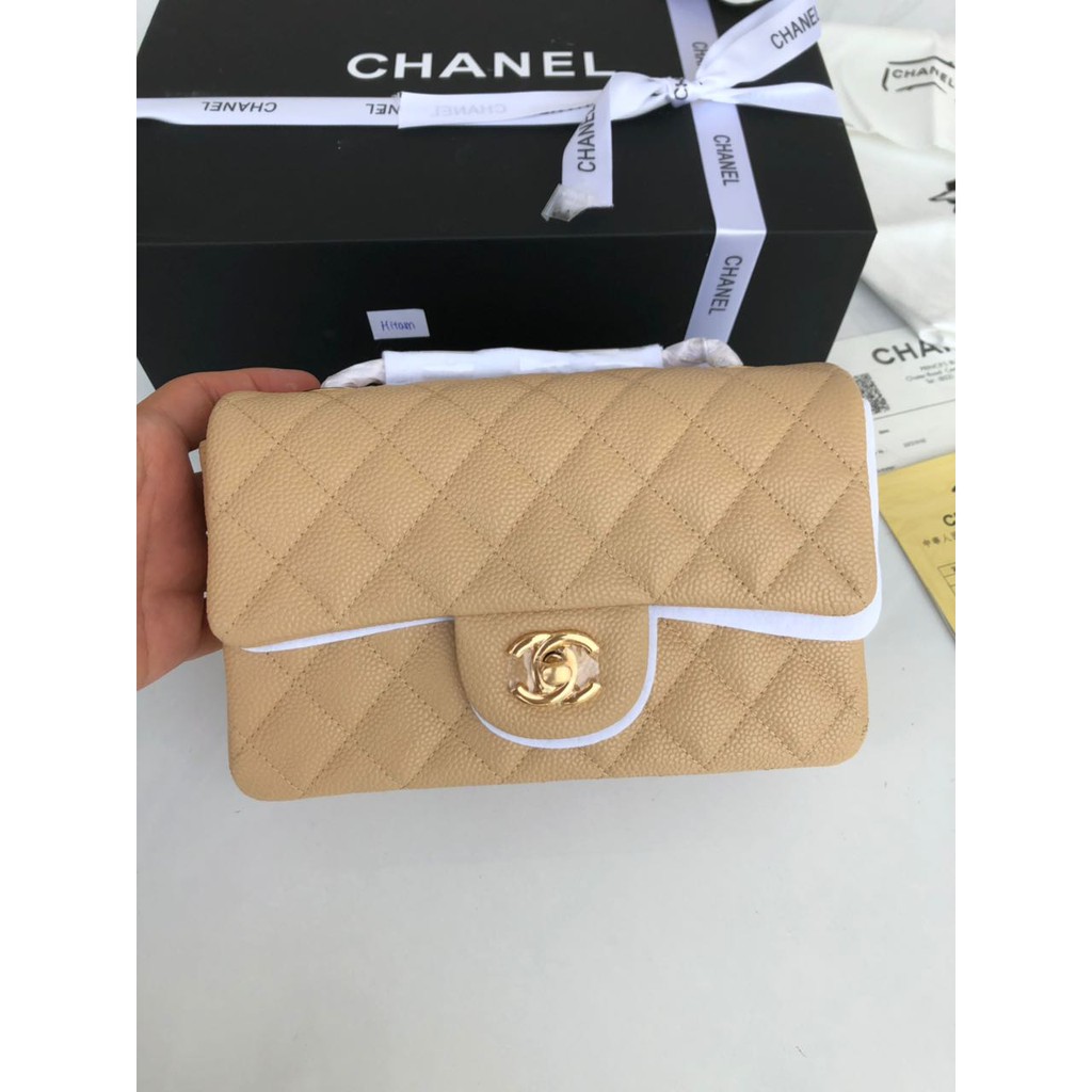 Tas Chanel Classic 20 Single Flap Caviar GHW CREAM Mirror 2018