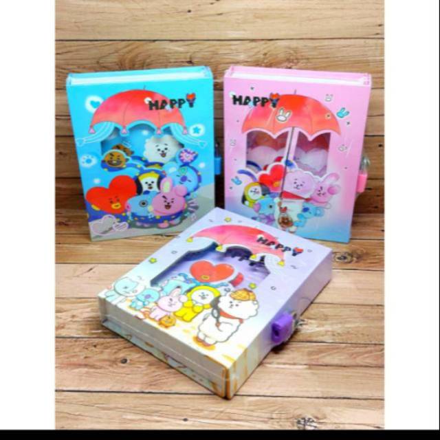 Buku Diary Bt21 ada gembok kunci