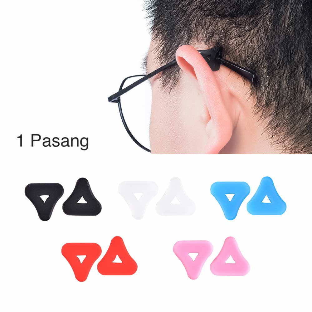 1 Pasang [ Biru Muda ] Pengait Kacamata Silikon - Anti Slip - Earhook Silicone - Penahan Hijab Style - KP8086