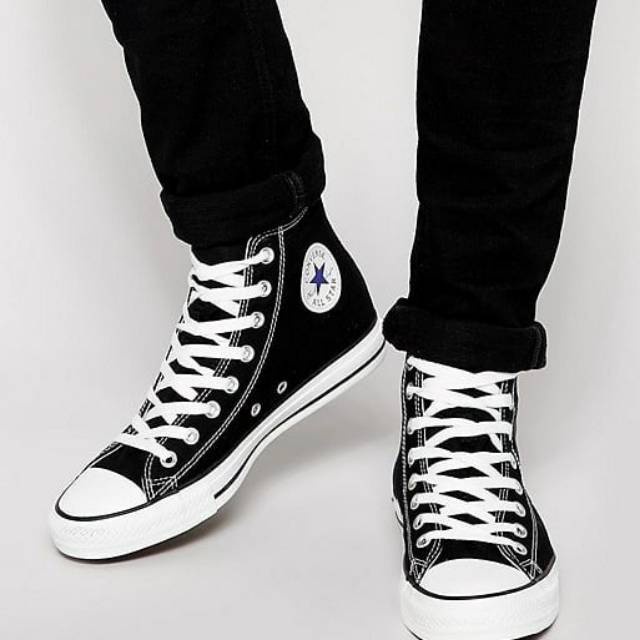 (TERMURAH) SEPATU CONVERSE ALL STAR HIGH BLACK WHITE SEPATU SEKOLAH PRIA WANITA