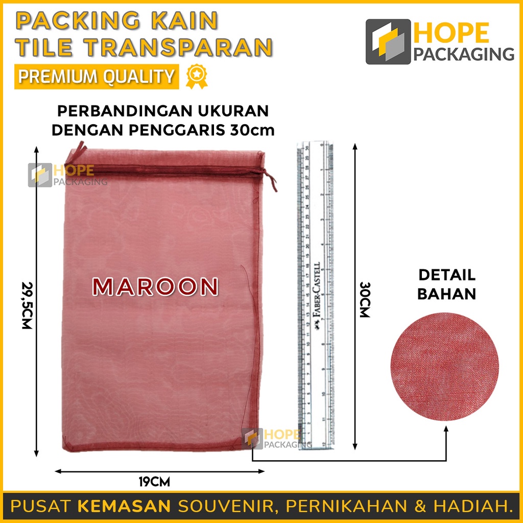 [Harga / 5 Pcs] Pouch Serut Kain Tile Transparan / Pouch Souvenir Wedding/Pernikahan / Kantong Souve