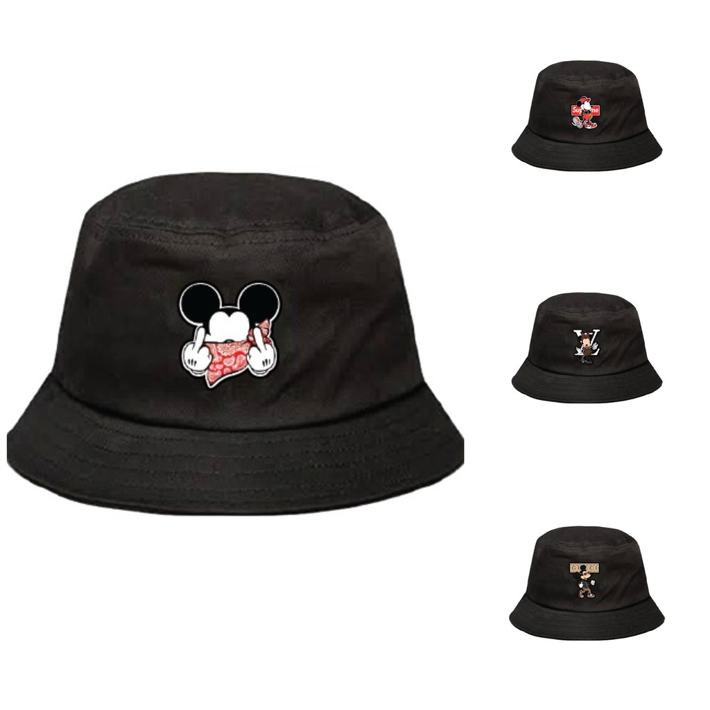 Topi bucket mickey minnie mouse supreme lv gucci
