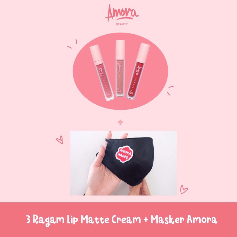 Amora Beauty Lip Matte - Lipstik - Lip Cream - Tiga Ragam