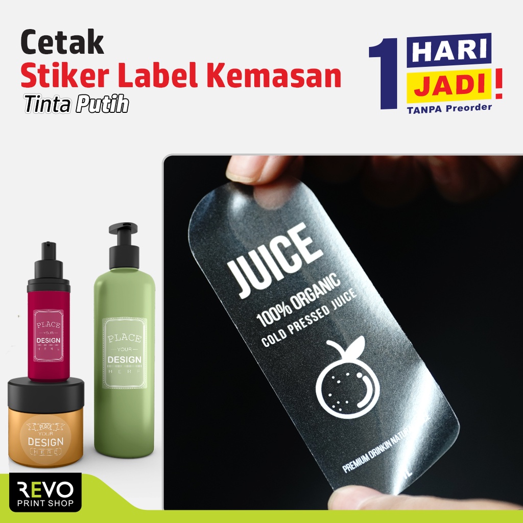 

Stiker Label Kemasan Tinta Putih Only / Cetak Stiker Botol / Stiker Toples / Stiker Makanan