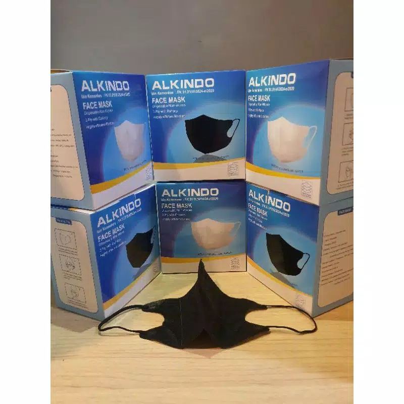 MASKER HITAM ALKINDO 3PLY ISI 50PCS 1BOX / MASKER ALKINDO DUCKBILL HITAM 3PLY 1BOX=50PCS