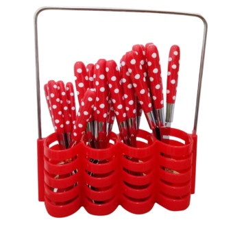 Sendok Garpu Pisau Set Polkadot Motif 24Pcs Cutlery Dapur Kitchen Fork