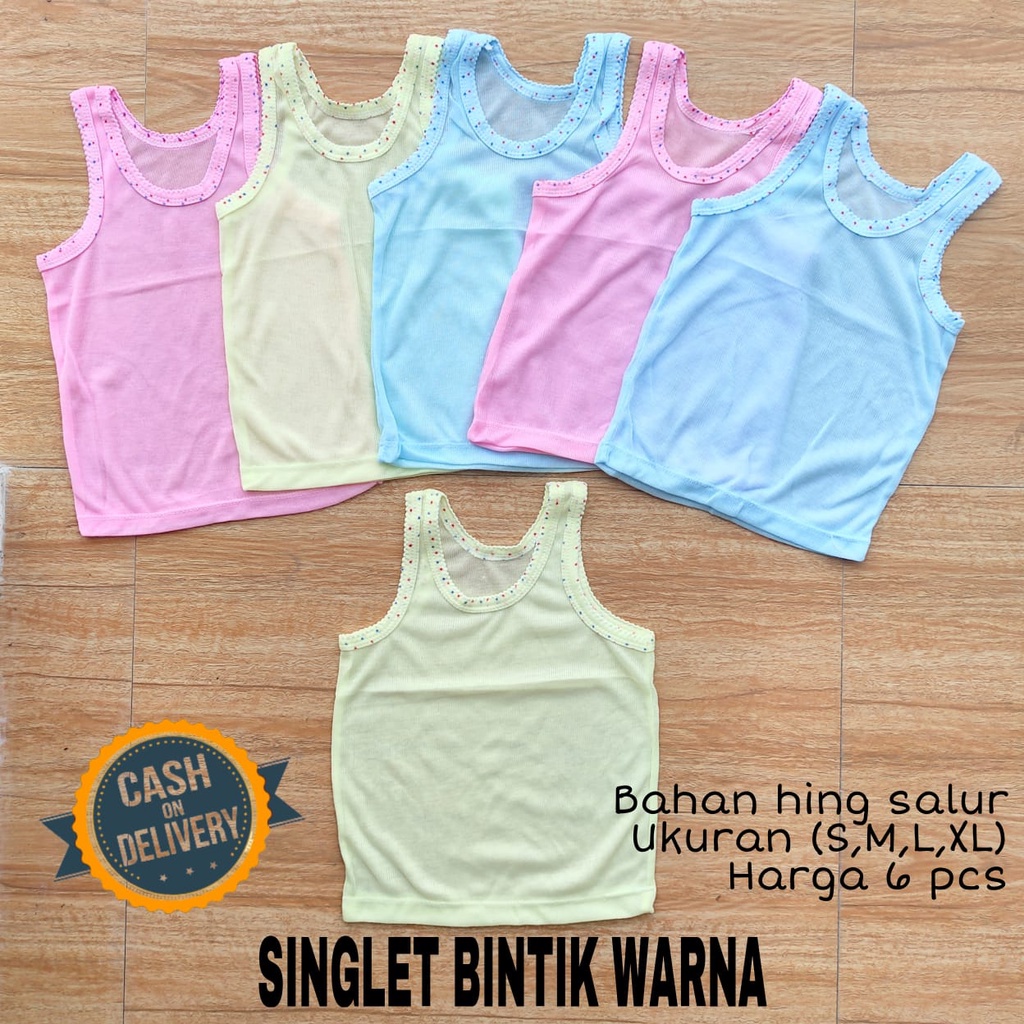 1/2 LUSIN (6 pcs) Singlet bayi PUTIH ukuran S / M / L / XL grosir