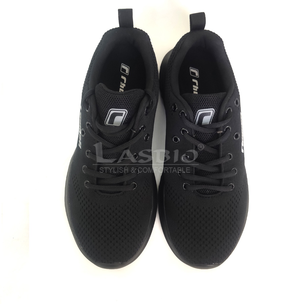 Sepatu Sneakers Sekolah Hitam Polos Pria Rhumell - Ascott All Black