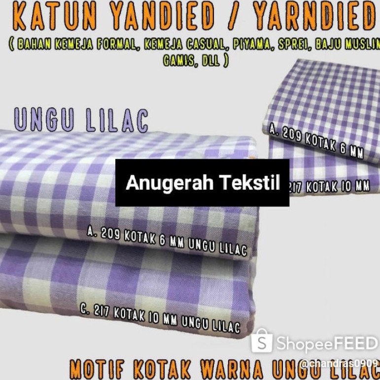 1 meteran kain katun kotak Yarndied YARNDYED tenun Good Quality fabric#ungu lilac#