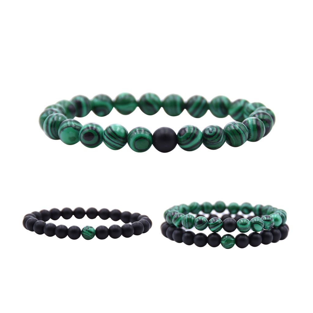 Hu Hu Hu Hu Hu Alat Bantu Pasang Kacamata♡ 1 / 2Pcs Gelang Manik-Manik Batu Malachite Imitasi Diameter 8mm Elastis Untuk Unisex