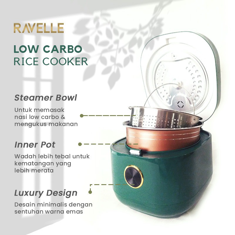 RAVELLE Low Carb Rice Cooker - Rice Cooker Low Carbo - Rendah Gula atau Karbo