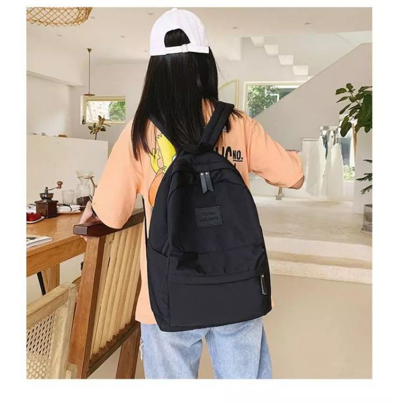 Tas Punggung Nilon Wanita Laki-laki Tas Sekolah Kuliah Pelajar Perempuan Jala Travel Ransel Laptop Keren Pria Perempuan Tas Buku Mode Wanita