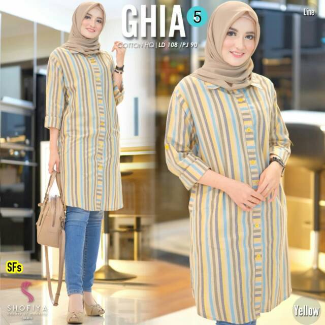 Tunik Wanita Mitif Lurik/Tunik Wanita Kantoran/Tunik Wanita Modern