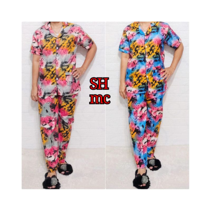 Baju Tidur Piyama Wanita Motif Tieday Pajamas Katun  / Baju Tidur setelan Wanita KATUN CP JUmbo XXXL Terbaru Bigsize Kekiniaan