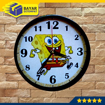 Jam Tempel Dinding Wall Clock Murah Kartun SPONGEBOB MF2056