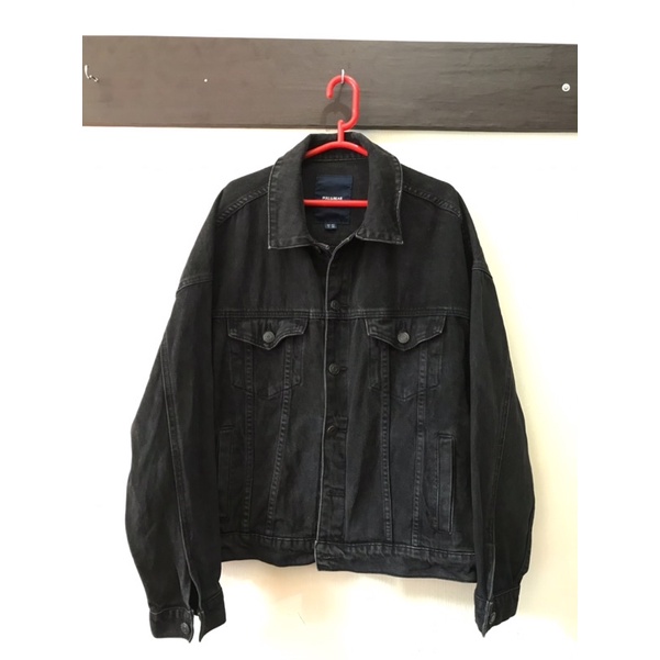 Basic Black Denim Jacket Pull&Bear Oversize Original Jeans not uniqlo zara h&m topman hitam